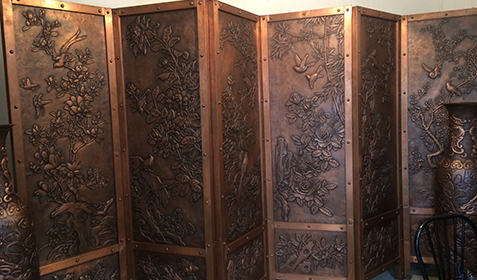 傳統(tǒng)銅工藝手工鍛打屏風(fēng)