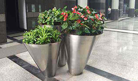 拉絲不銹鋼錐形花盆